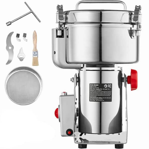 2500g Electric Grain Mill Grinder, High-Speed Commercial Spice Grinder, Stainless Steel Pulverizer