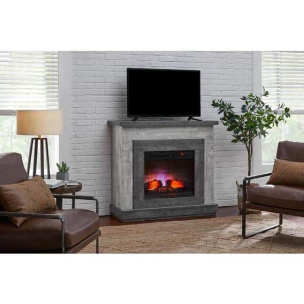 StyleWell Wildercliff 45 in. W Electric Fireplace Wall Mantel in Driftwood