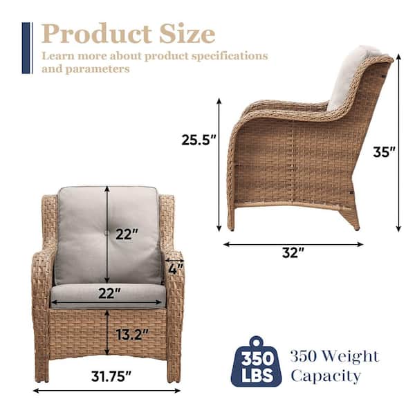 Yellow Wicker Outdoor Patio Lounge Chair with CushionGuard Beige Cushions (2-Pack)