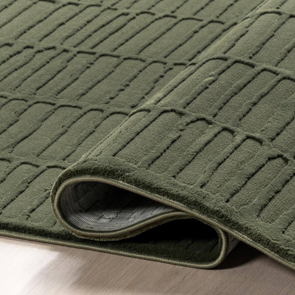 Kailani Green Geometric Machine Washable 3' x 5' Area Rug