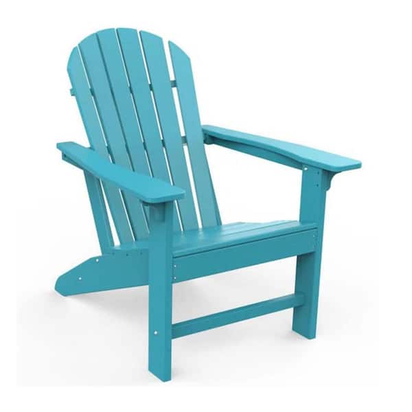 OTSUN Traditional Curveback Plastic Outdoor Patio Adirondack Chair in Light Blue Set of 1
