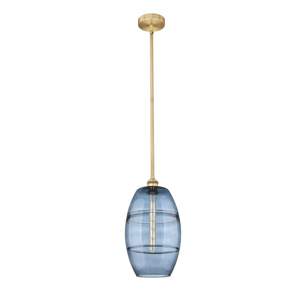 Vaz 100-Watt 1-Light Brushed Brass Standard Mini Pendant Light with Painted Glass Shade, No Bulbs Included price history on PriceWatchPro
