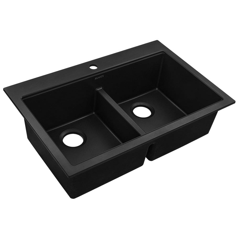 EpiGranite 33 in. Drop-in 50/50 Double Bowl Kitchen Sink in Arctic White Granite Quartz Composite price history on PriceWatchPro