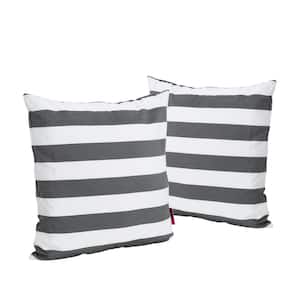 Megumi Black and White Striped Polyester 18 in. x 18 in. Throw Pillow (Set of 2)
