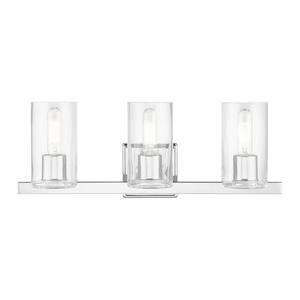 Bannock 22.5 in. 3-Light Polished Chrome Vanity Light with Clear Glass