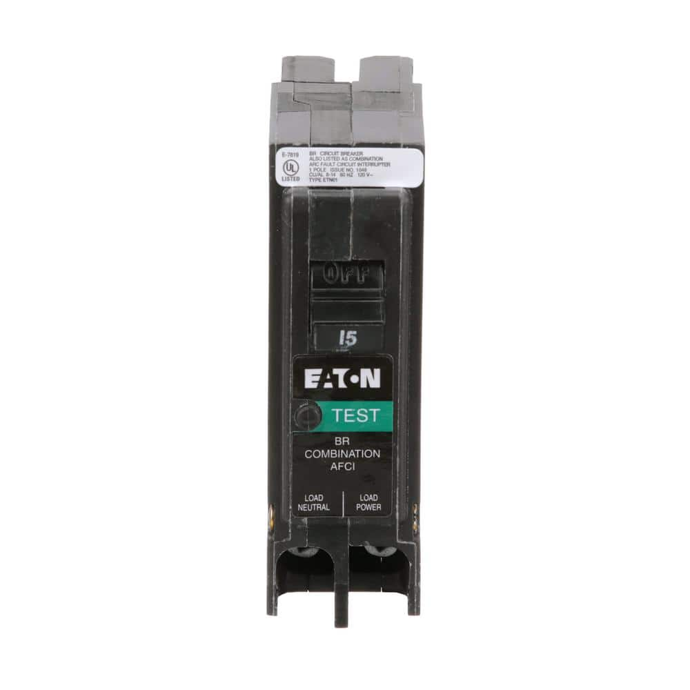 Eaton AFCI Circuit Breaker Type BR 15 Amp 120-Volt, Single-Pole Plug-on ...