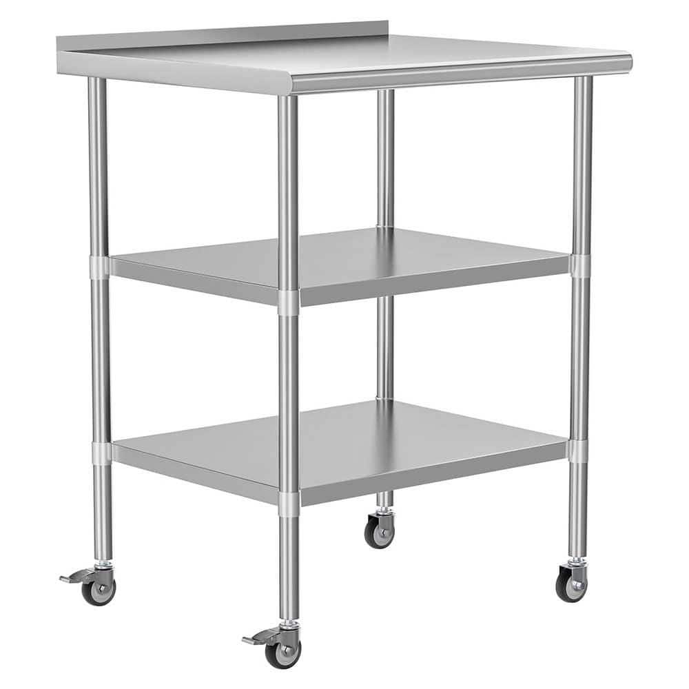 24 in. x 30 in. Stainless Steel Kitchen Prep Table with 2-Adjustable Unders