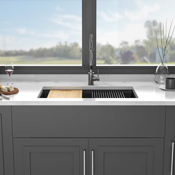 JimsMaison 30 in. Undermount Single Bowl Black Quartz JimsMaison 30 in. Undermount Single Bowl Black Quartz