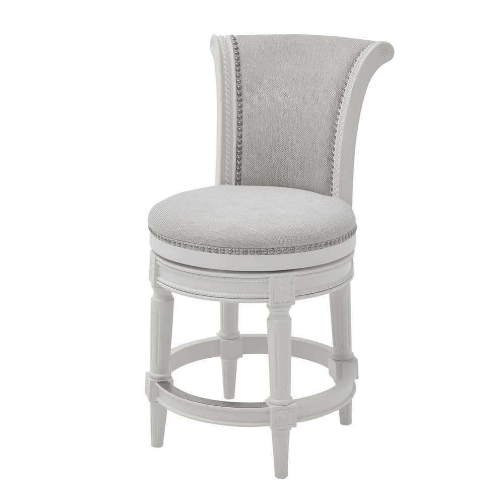 Chapman 26 in. Farmhouse White High Back Wood Swivel Counter Stool with Uph