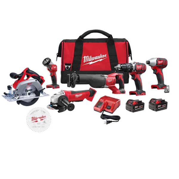 M18 18V Lithium-Ion Cordless Combo Kit (6-Tool) with Two 3.0 Ah Batteries, 1 Charger, 1 Tool Bag & 6-1/2 in Blade