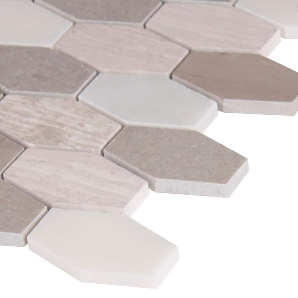 Gray and White Hexagon Marble Mosaic Tile for Indoor and Outdoor