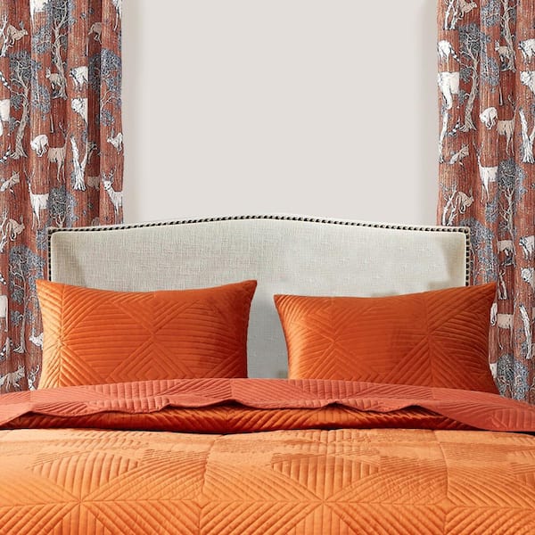 Benjara 1-Piece Orange Solid King Size Polyester Throw Blanket