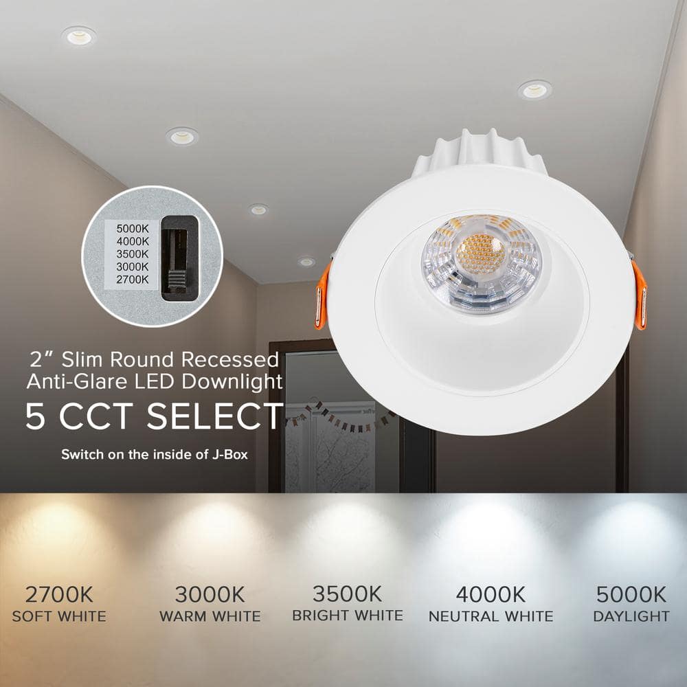White Aluminum Round Dimmable LED Recessed Light