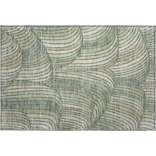 Mayfield Premium Machine Washable Abstract AMF2546 Basil 2 ft. x 3 ft. Accent Rug