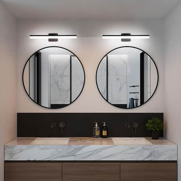 23.62 in. 1-Light Black LED Vanity Light Bar with Aluminum Frosted Dimmable 5500K Light