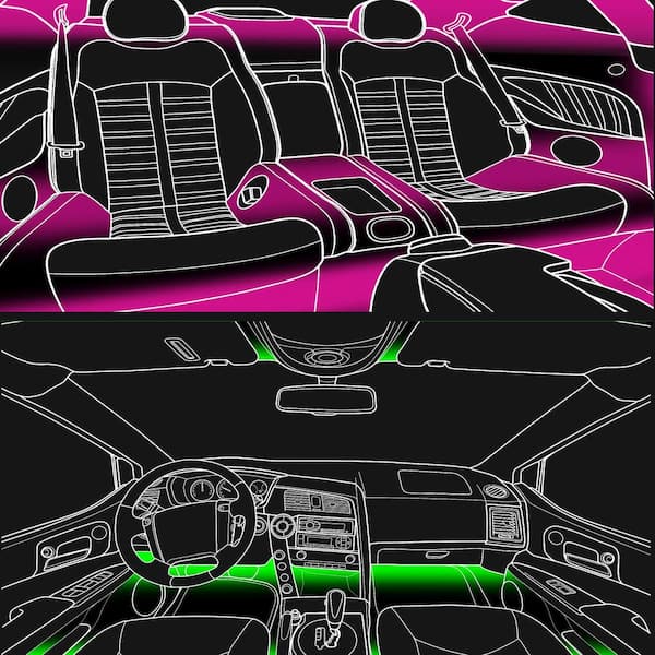 STP Multi-Color LED Lights Strips for Car Interior, 16-Colors