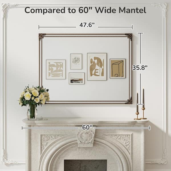 KeonJinn 48 in. H x 36 in. W Framed Rectangular Vintage Mirror