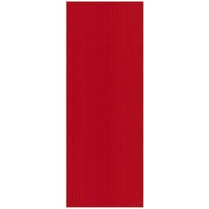 Ribbed Waterproof Non-Slip Rubber Back Solid Runner Rug 2 ft. W x 19 ft. L Red Polyester Garage Flooring