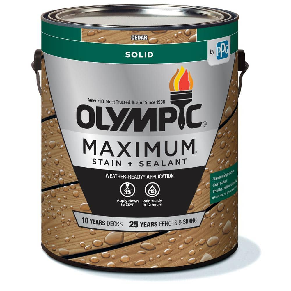 Olympic Maximum 1 gal. Cedar Solid Exterior Stain and Sealant in One ...