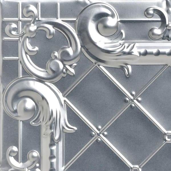 FROM PLAIN TO BEAUTIFUL IN HOURS Take Home Sample - Romeo, Romeo Lacquered Steel 1 ft. x 1 ft. Decorative Tin Style Nail Up Ceiling Tile (1 sq. ft./case)