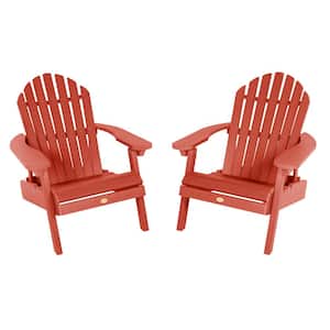 Hamilton Rustic Red Folding and Reclining Plastic Adirondack Chair (2-Pack)