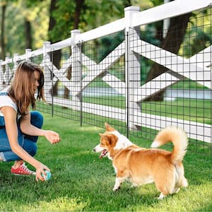 39 in. Tall Outdoor Animal Barrier Decorative Garden Fence with 5 Panels and 5 Stakes