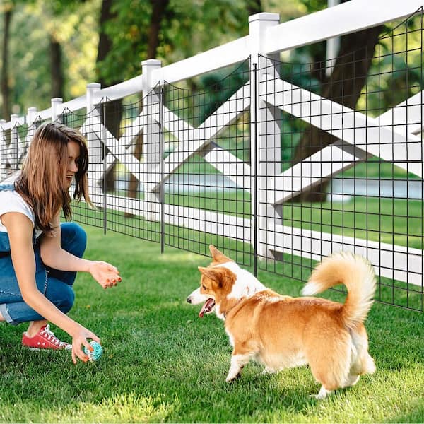 39 in. Tall Outdoor Animal Barrier Decorative Garden Fence with 5 Panels and 5 Stakes