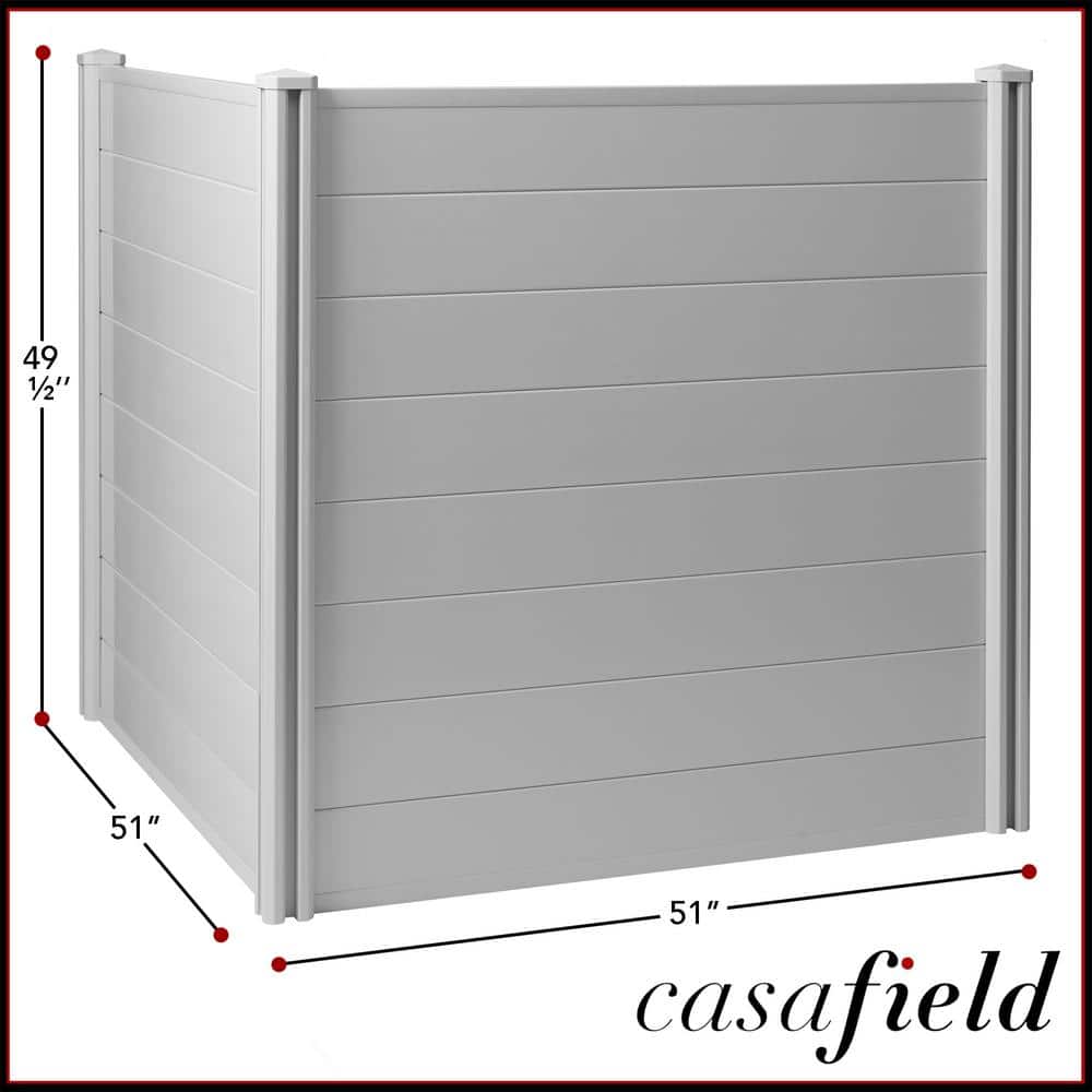 Casafield 48" x 48" Gray Vinyl Privacy Screen with Galvanized Steel Stakes