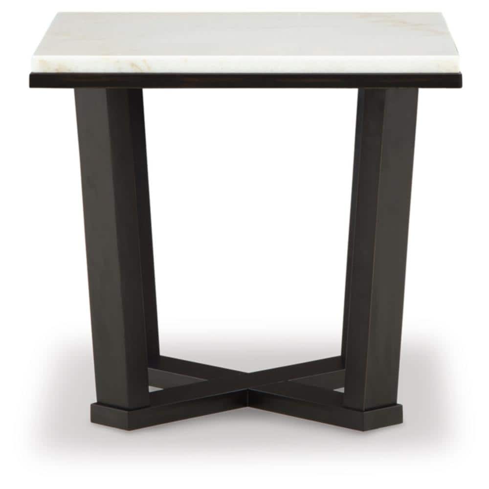 Contemporary Square End Table with White Marble Top