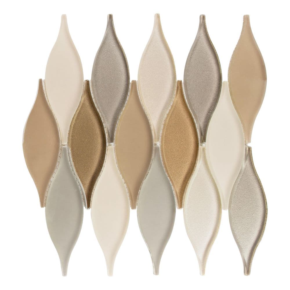 Zeille Mellow Tan/Brown/Off-White 9 in. x 11 in. Unique Shape Glossy Smooth