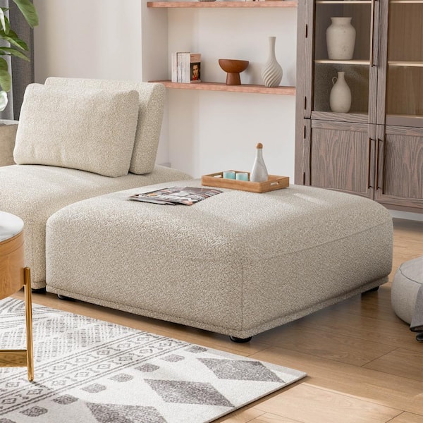 Fairwinds 42 in. Armless Boucle Fabric Square Modular Ottoman Sofa in Beige