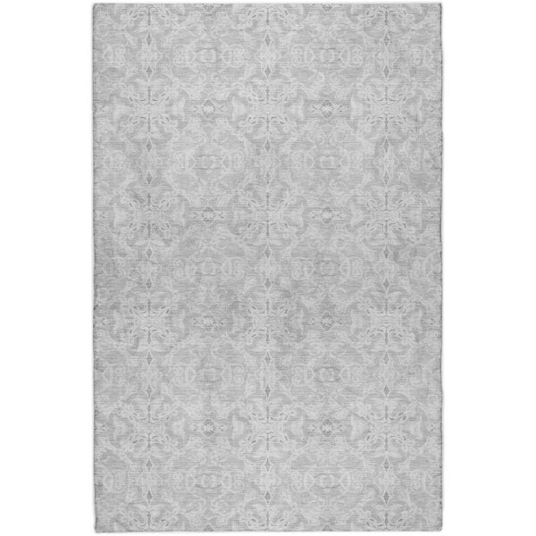 Dream Shag Premium Machine Washable Abstract ADS784 Silver 8 ft. x 10 ft. Area Rug
