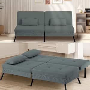 65 in. Olive Green Fabric Futon Couch with Adjustable Backrest Convertible Futon Sofa Bed Convertible Sofa Bed