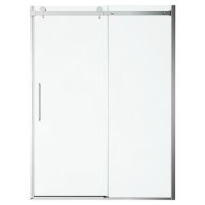 Passage 60 in. W x 72 in. H Sliding Semi-Frameless Shower Door in Matte Black with Clear Glass