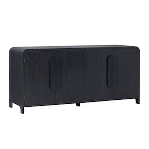 Modern Black MDF 64 in. Sideboard with Rounded Waterfall Edges