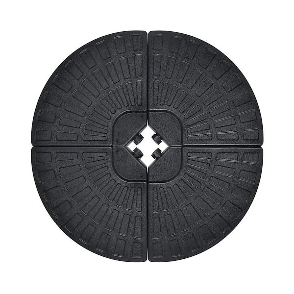ANGELES HOME 14.5 lbs. Plastic HDPE 4-Pieces Cantilever Offset Patio Umbrella Base in Black