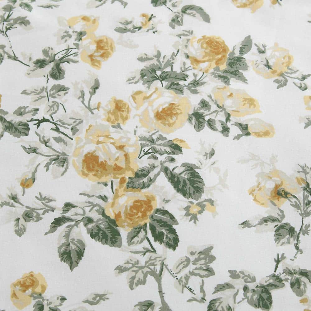Gold and Green Cotton Floral Full/Queen Duvet Cover Set