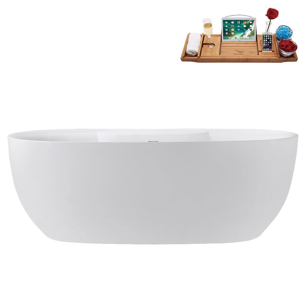 67 in. x 30 in. Acrylic Freestanding Soaking Bathtub in Glossy White with Polished Brass Drain, Bamboo Tray price history on PriceWatchPro