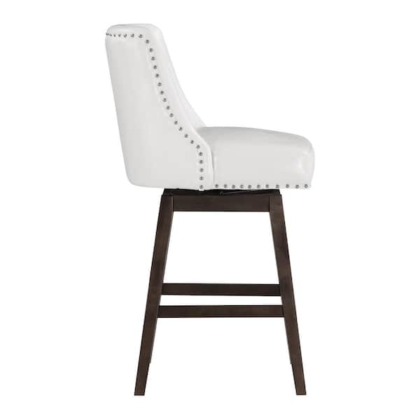 Granville 26 in. White Faux Leather Swivel Counter Stool