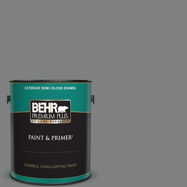BEHR PREMIUM PLUS 1 gal. #T12-10 Game Over Semi-Gloss Enamel Exterior Paint & Primer