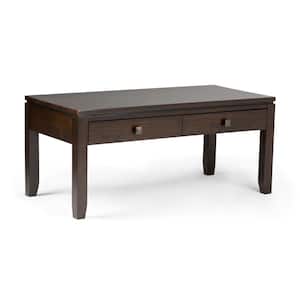 Cosmopolitan 42 in. Mahogany Brown Large Rectangle Wood Coffee Table with Drawers