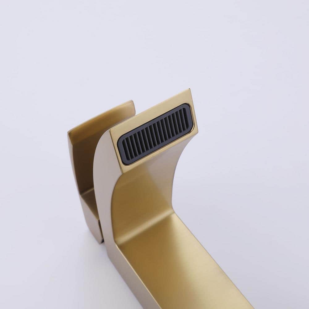 Brushed Gold Brass Single Handle Bathroom Faucet with Deck Plate