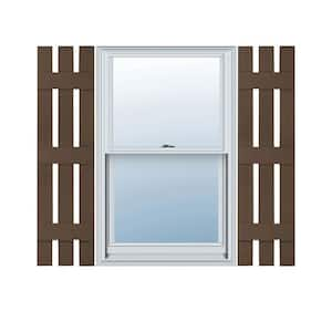 12 in. W x 59 in. H Vinyl Exterior Spaced Board and Batten Shutters Pair in Federal Brown