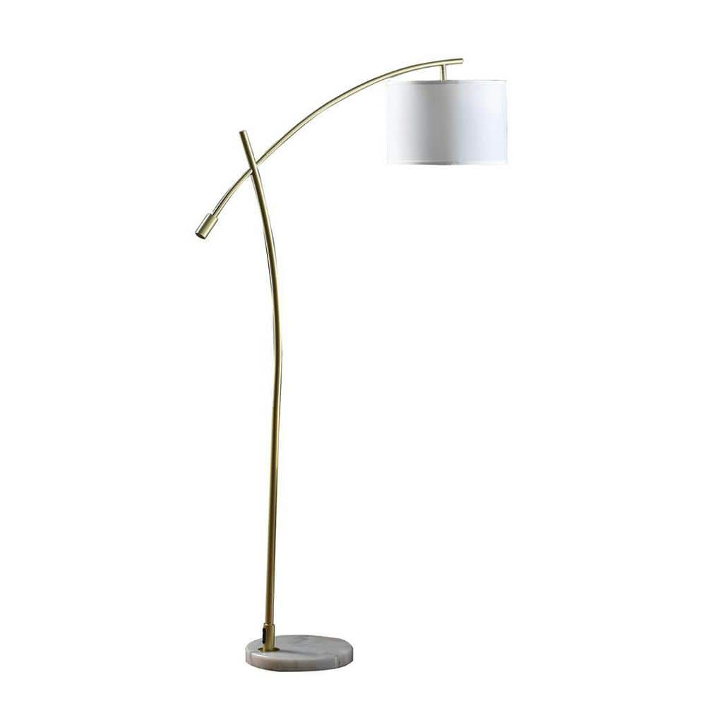 ORE International 65 in. Oscar White Semi-Glaze Metal/Marble Pendulum Style  Floor Lamp HBL2779 - The Home Depot