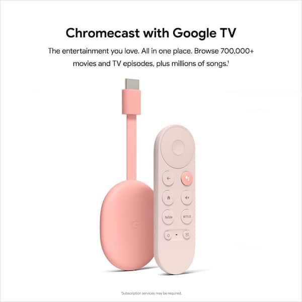 Google Chromecast with Google TV, 4K, 2020, Pink 193575013114