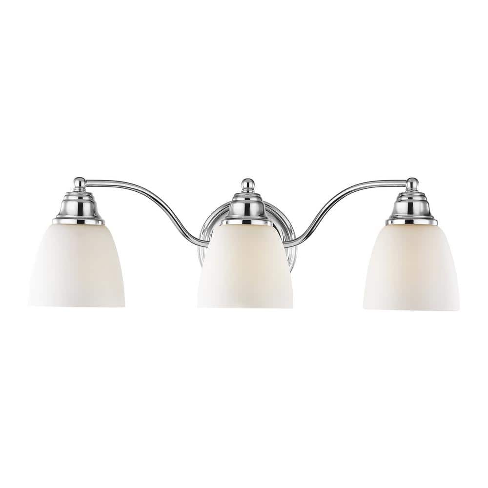Polished Chrome 3-Light Vanity with Satin Opal Glass Shades