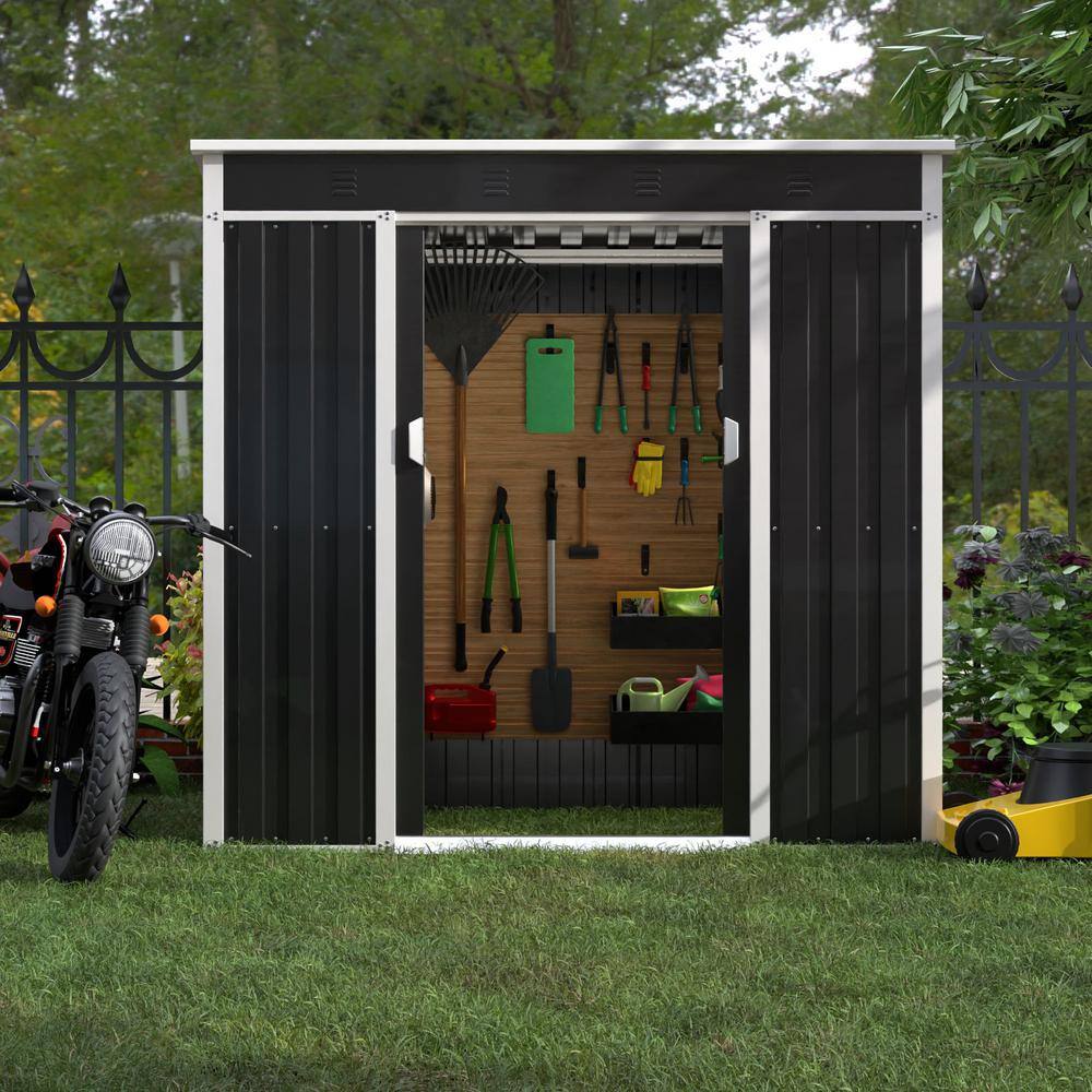 71.49 in. W x 72.83 in. H x 49.21 in. D Multifunctional Outdoor Metal Storage Shed,Freestanding Cabinet in Black price history on PriceWatchPro
