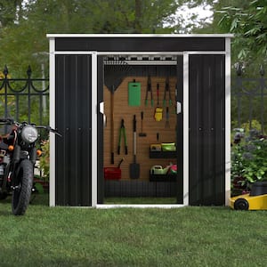 71.49 in. W x 72.83 in. H x 49.21 in. D Multifunctional Outdoor Metal Storage Shed,Freestanding Cabinet in Black