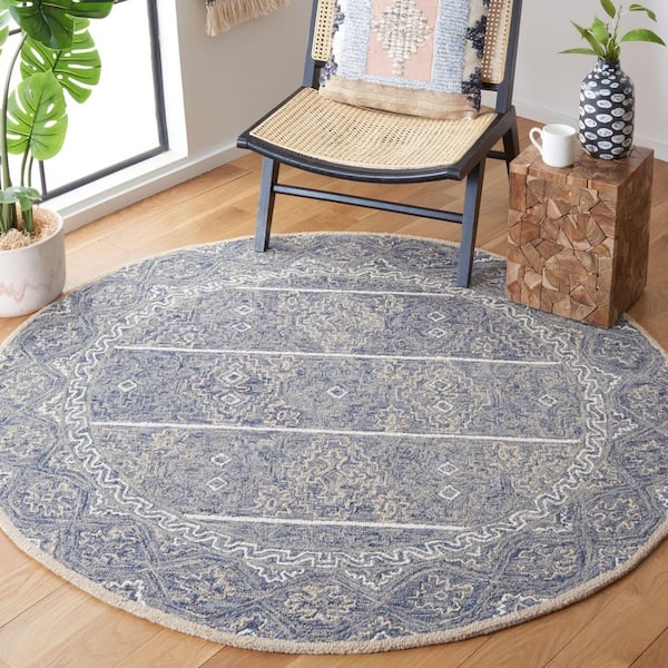 Aspen 6 ft. x 6 ft. Blue/Beige Oriental Round Rug