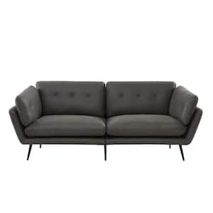 Theresa 33.86 in. W Gray Polyester 3-Seats Arm Sofa with Cushions